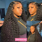 Collage of a woman with styled hair, featuring a 13x4 lace wig.