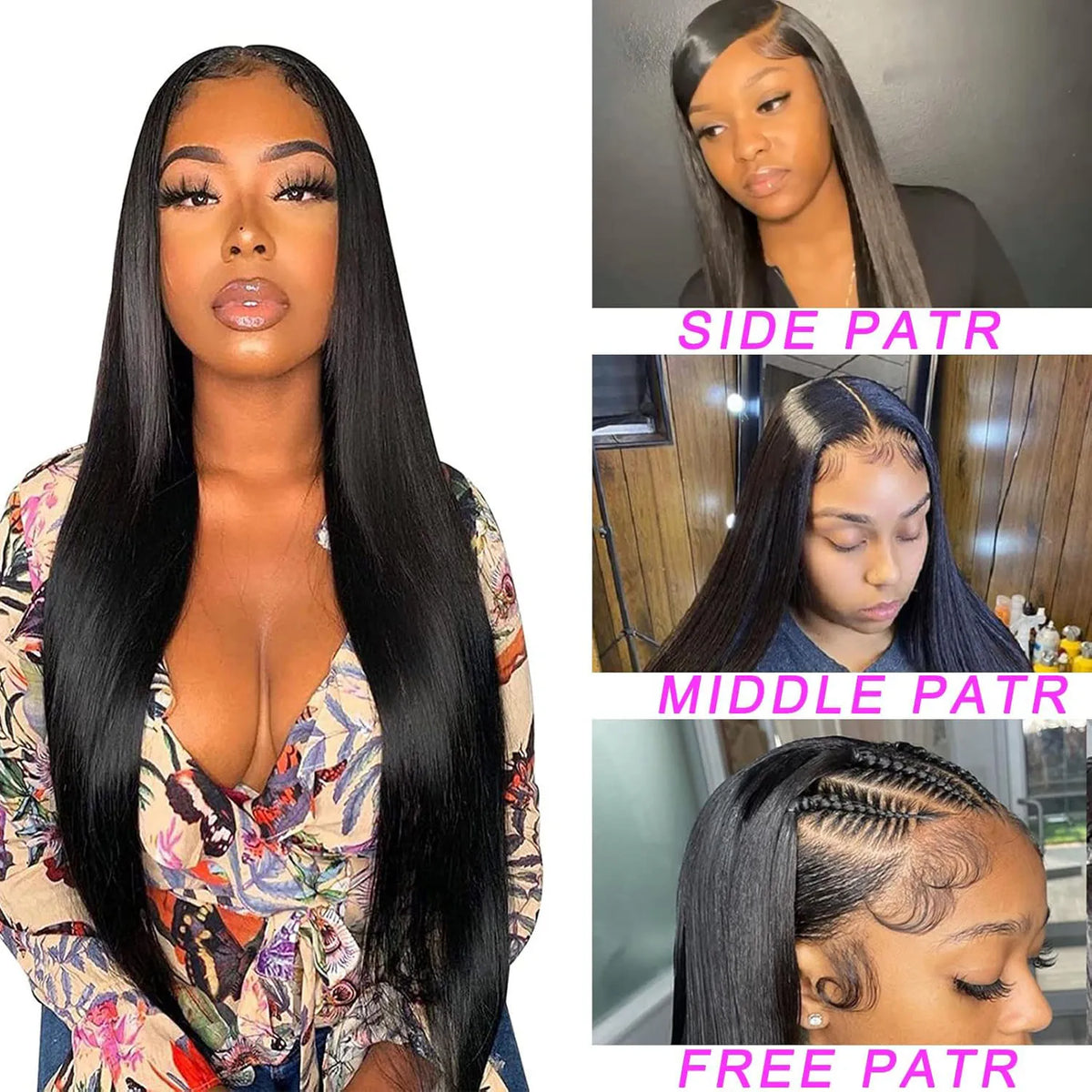 13x6 HD Lace Front Human Hair Wig, Straight Brazilian Remy Hair, Pre-Plucked, 200% Density, Natural Black