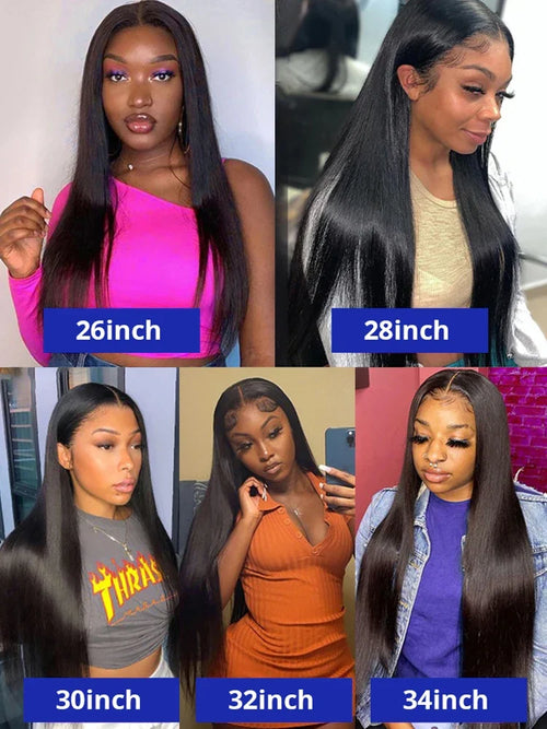 40 Inch Bone Straight Brazilian Human Hair Wig 13x4 13x6 HD Lace Full Frontal 300% Density