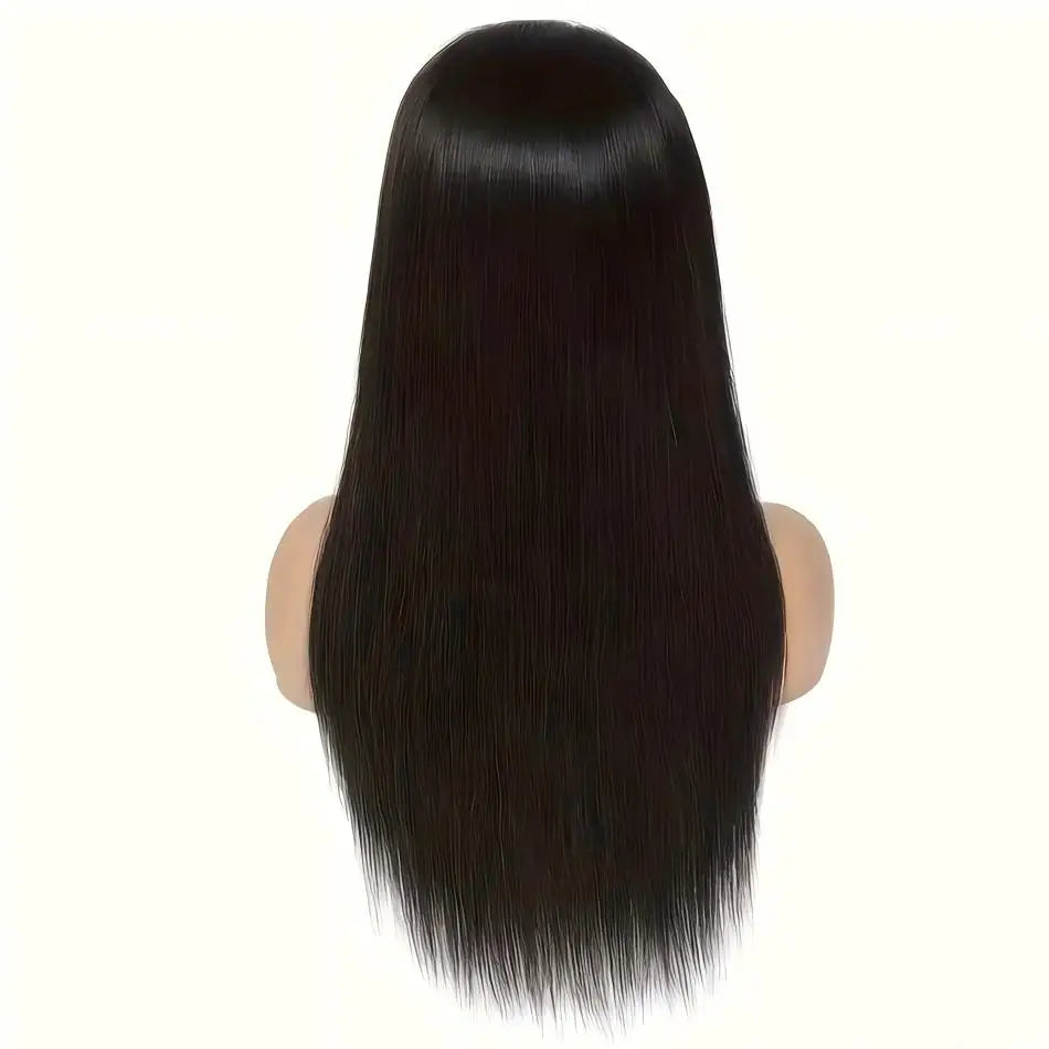 13x6 HD Lace Front Human Hair Wig, Straight Brazilian Remy Hair, Pre-Plucked, 200% Density, Natural Black